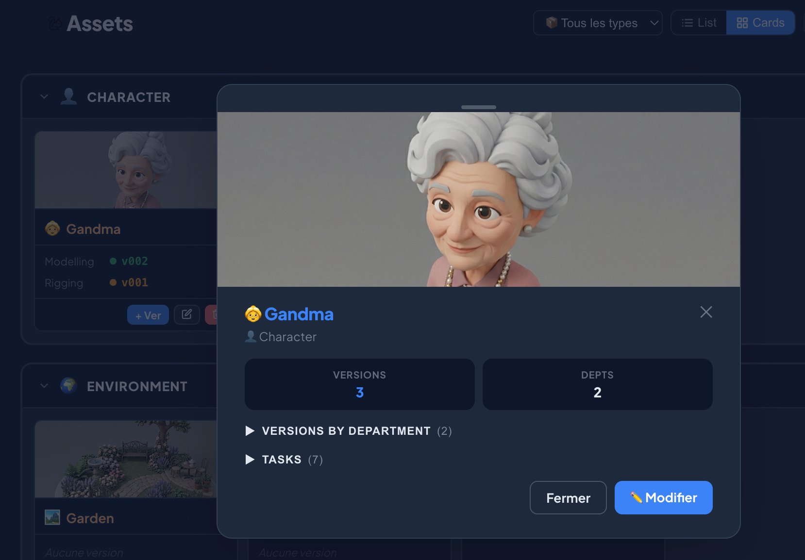 Asset info with thumbnail